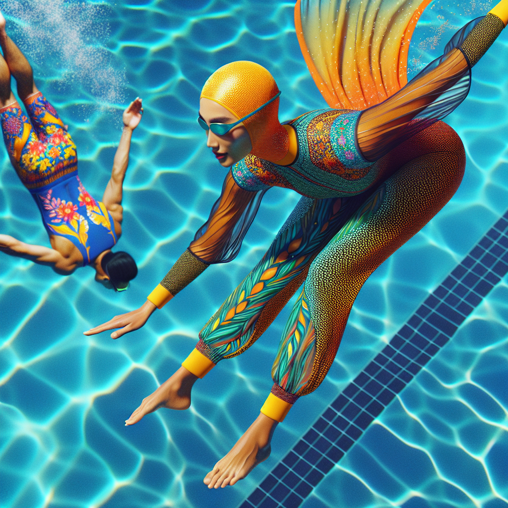Bright and stylish swimwear in action, showcasing flexibility and comfort while swimming